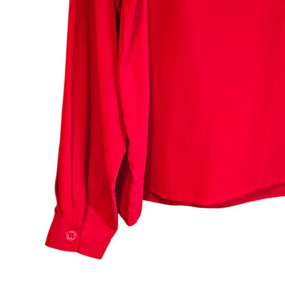 Nordstrom Town Square 100% Silk Blouse Pleated Front Red Women’s Size 14 - Picture 7 of 7